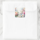 Blank Template Aquarell Flowers Add Your Text Quadratischer Aufkleber (Tasche)