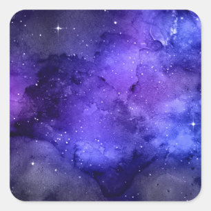 Blank Template DIText, Night Sky & Stars W/Color Quadratischer Aufkleber