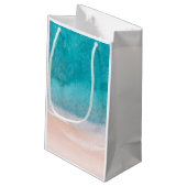 Blank Template Seaside Beach Blue Sea Sand Elegant Kleine Geschenktüte (Rückseite Schrägansicht)