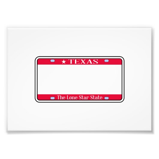 Blank Texas Staat Lizenzschild Fotodruck (Vorne)