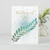 Blank Türkis und Gold tropischen Leaf Denken Ankündigung (Stehend Vorderseite)