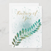 Blank Türkis und Gold tropischen Leaf Denken Ankündigung (Vorne/Hinten)