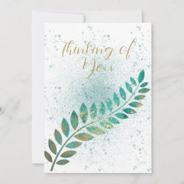 Blank Türkis und Gold tropischen Leaf Denken Ankündigung