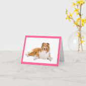 Blank-und weiße Collie-Welpen-Blankenkarte Karte (Gelbe Blume)