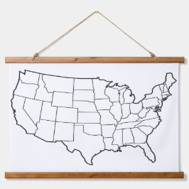 Blank-US-Kartenmauer Wandteppich Mit Holzrahmen