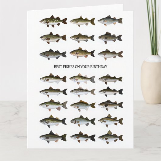 Blank Vathage Day Fish Birthday Card Karte (Vorderseite)