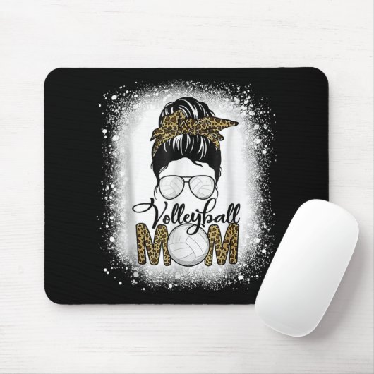 Blank Volleyball Mama Life Leopard Messy Bun Gam Mousepad (Mit Mouse)