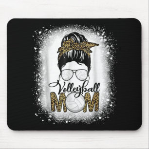 Blank Volleyball Mama Life Leopard Messy Bun Gam Mousepad