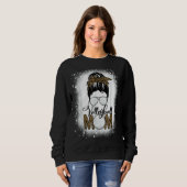 Blank Volleyball Mama Life Leopard Messy Bun Gam Sweatshirt (Vorne ganz)
