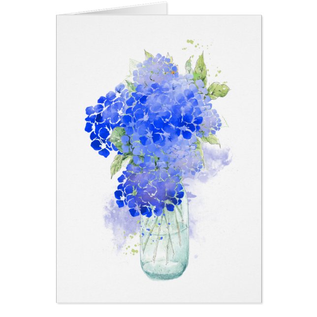 Blank Watercolor Blue Hydrengea Blume (Vorne)