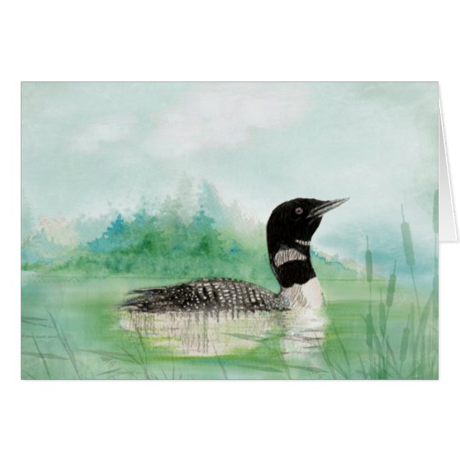 Blank Watercolor Loon Bird Art Collection (Vorderseite (Horizontal))