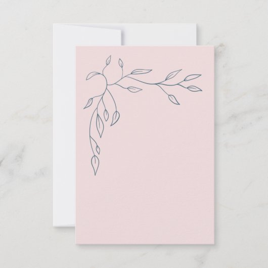 Blank Wedding Dankeschön Card Rosa/Navy Blätter Dankeskarte (Vorderseite)