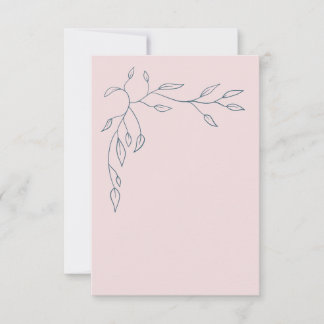 Blank Wedding Dankeschön Card Rosa/Navy Blätter Dankeskarte