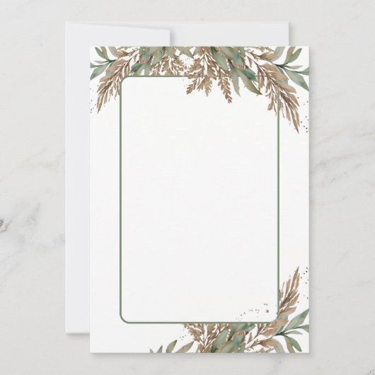 Blank Wedding Einladung - grün und braun (Vorderseite)