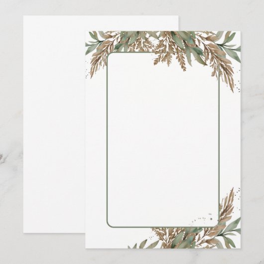 Blank Wedding Einladung - grün und braun (Vorne/Hinten)