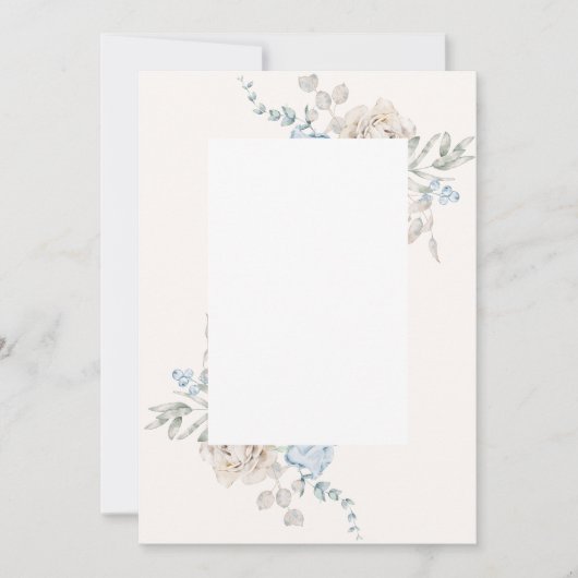 Blank Wedding Einladung - rosa blaue Rose (Vorderseite)