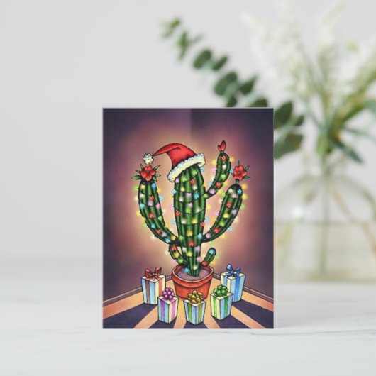 Blank Weihnachts Einladung Ankündigung Cactus SW (Stehend Vorderseite)