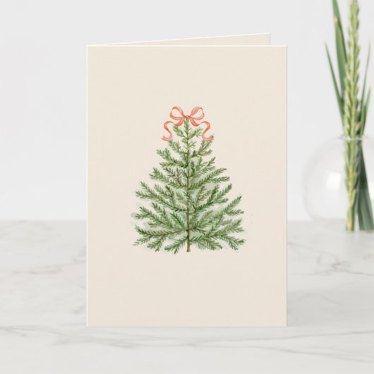 Blank Weihnachtskarte mit Weihnachtsbaum & Red Bow Einladung (Vorderseite)