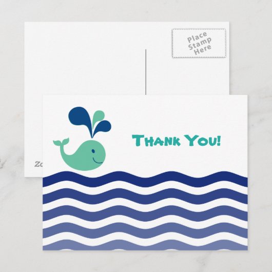 Blank - Whale Danke Postkarte (Vorne/Hinten)