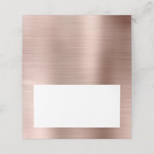 Blank White and Rose Gold Imitate Foil Platzkarte (Außenseite Aufgefaltet)