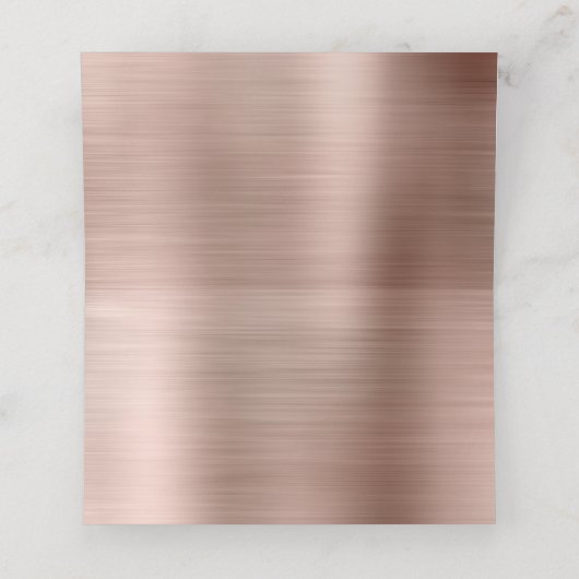 Blank White and Rose Gold Imitate Foil Platzkarte (Innenseite Aufgefaltet)