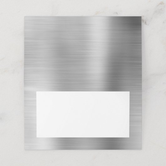 Blank White and Silver Imitate Foil Platzkarte (Außenseite Aufgefaltet)