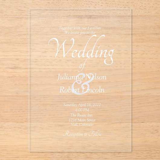 Blank White Custom Hochzeit Einladung (Vorderseite)