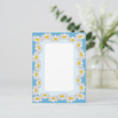 Blank White Daisy mit Sky Blue Card Postkarte (Stehend Vorderseite)