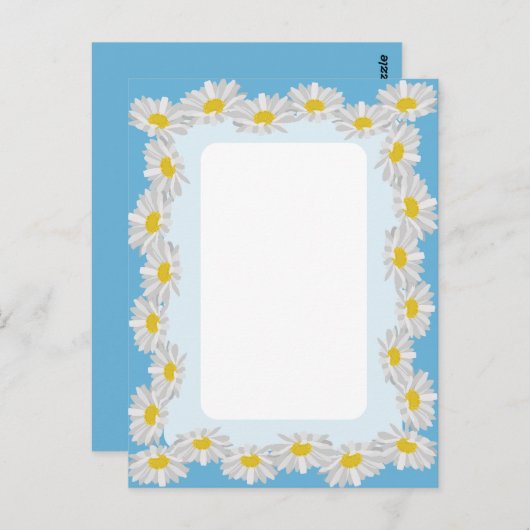 Blank White Daisy mit Sky Blue Card Postkarte (Vorne/Hinten)