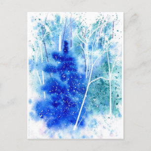 Blank Winter Woodland Watercolor Art Feiertagspostkarte