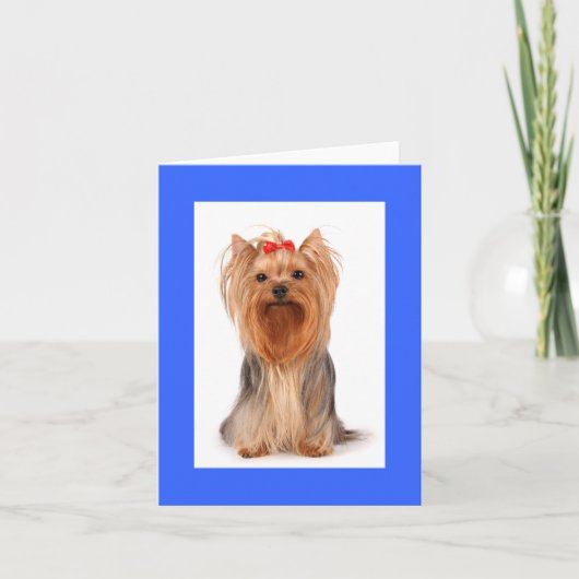 Blank Yorkshire Terrier Puppy Dog Notecard Dankeskarte (Vorderseite)