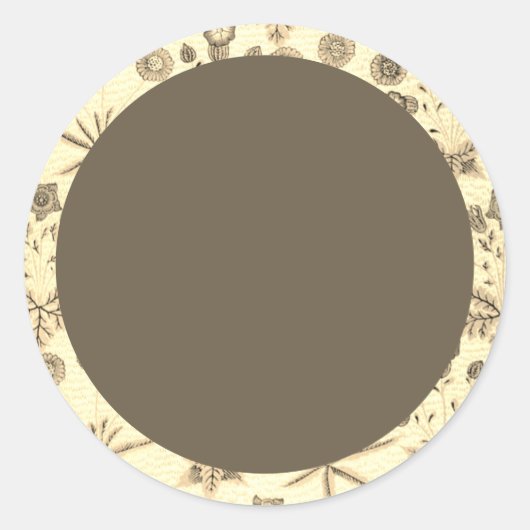 Blankbeige und grünes Blumenetikett Runder Aufkleber (Vorderseite)