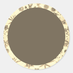 Blankbeige und grünes Blumenetikett Runder Aufkleber