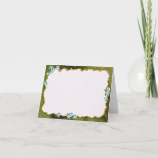 Blanke grüne Blumenranken umrandete Vintage-Franzö Dankeskarte