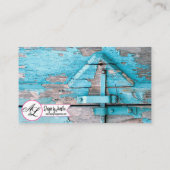 Blanke Platzkarten Blauer Holzstall Türstiefel (Rückseite)