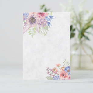 Blanke rosa und blaue Aquarell-Blumenhochzeit  Einladung