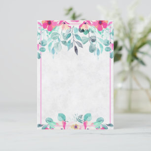 Blanke rosa Wasserfarbe Blumen Hochzeitseinladung Einladung