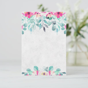 Blanke rosa Wasserfarbe Blumenhochzeit  Einladung