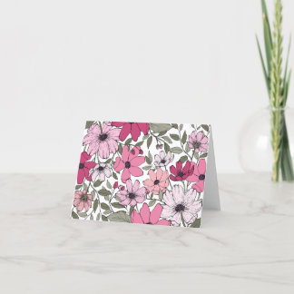 Blankenkarte, rosa und weiße Blütenblume Dankeskarte