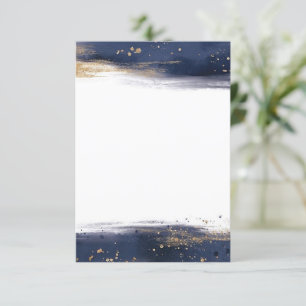 Blankes Budget Blau- und Goldpinselstrich-Hochzeit Einladung