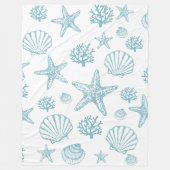 Blanket Aquamarin Seashell Starfish Beachy Pattern Fleecedecke (Vorderseite)