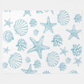 Blanket Aquamarin Seashell Starfish Beachy Pattern Fleecedecke (Vorderseite (Horizontal))