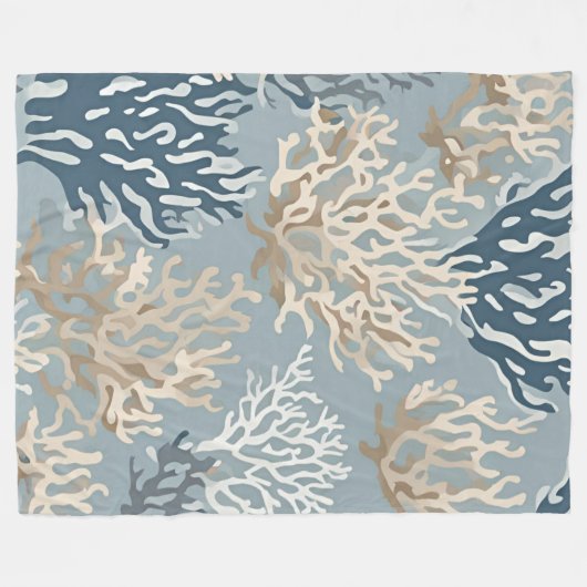 Blanket Blue Beige Korallenküste Fleecedecke (Vorderseite (Horizontal))