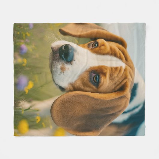 Blanket Dog Friend glückliches Stimmungsbild Fleecedecke (Vorderseite (Horizontal))