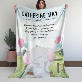 Blanket für Großkind mit Botschaft und Elefant Fleecedecke