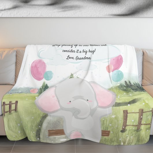 Blanket für Großkind mit Botschaft und Elefant Fleecedecke