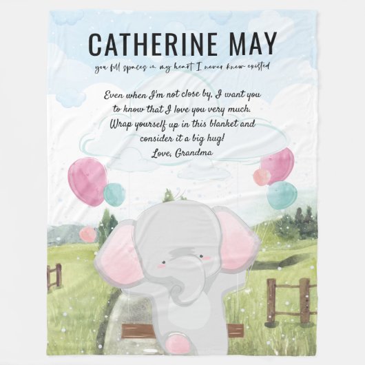 Blanket für Großkind mit Botschaft und Elefant Fleecedecke (Vorderseite)
