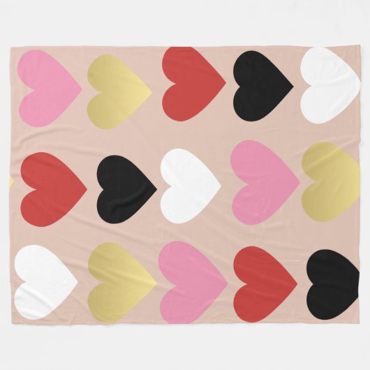 Blanket mit stilvollen und farbenfrohen Herzen. Fleecedecke (Vorderseite (Horizontal))