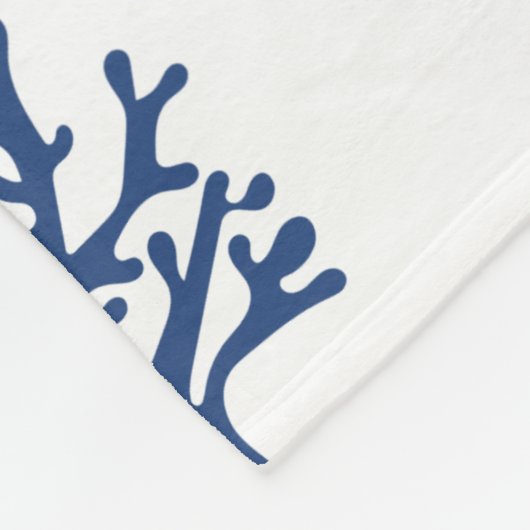 Blanket Navy Blue Seashell Pattern Fleecedecke (Ecke)