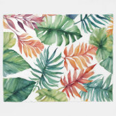 Blanket Orange Green White Tropical Palm Blätter Fleecedecke (Vorderseite (Horizontal))